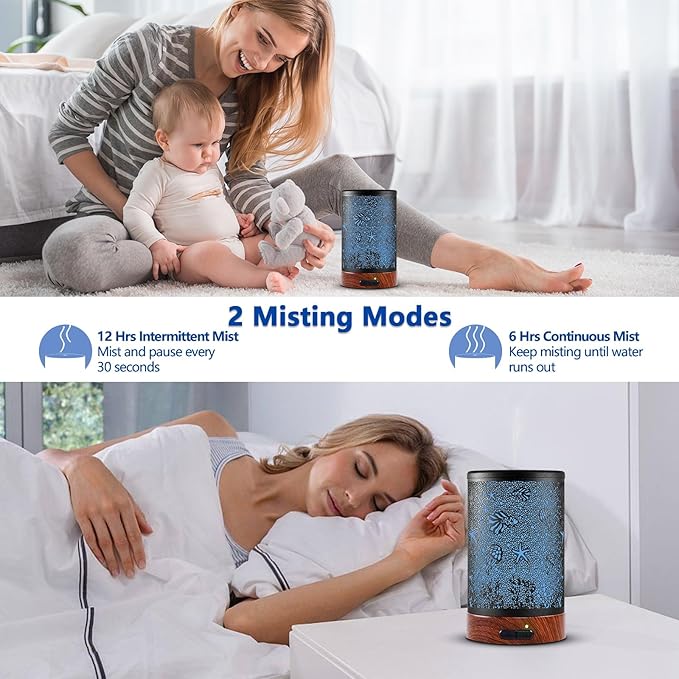 EQUSUPRO Aromatherapy Essential Oil Diffuser 150ml- Electric Cool Mist Aroma Diffuser with Intermittent Mode, Auto Shut-Off Protection, 7 Colors Changing LED Light for Home Office Decor & Gift (Sea) - Image 3