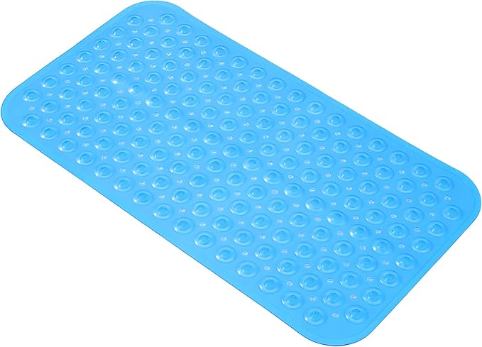 Anti-Slip Bathtub Shower mat, 27.5×14.5（Approximately 70×37cm） inch Soft Oversized Machine Washable Non-Slip Bathtub mat with Drainage Holes, Bathroom Floor Suction Cup.（1-Clear Blue） by ERASILKEN-X