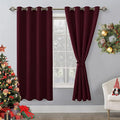 Hiasan Blackout Curtains for Bedroom, 52 x 63 Inches Length - Thermal Insulated & Light Blocking Window Curtains for Living Room Christmas Decor, 2 Drape Panels Sewn with Tiebacks, Burgundy by Hiasan