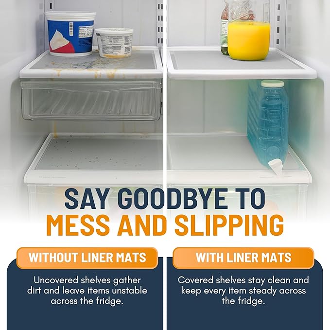 Refrigerator Liners for Shelves (8 Pack) by Linda’s Essentials - Non-Adhesive Drawer and Shelf Liner, BPA-Free Fridge Mats for Kitchen & Cabinets, Easy to Clean, Ideal Household Essentials (Clear) - Image 5