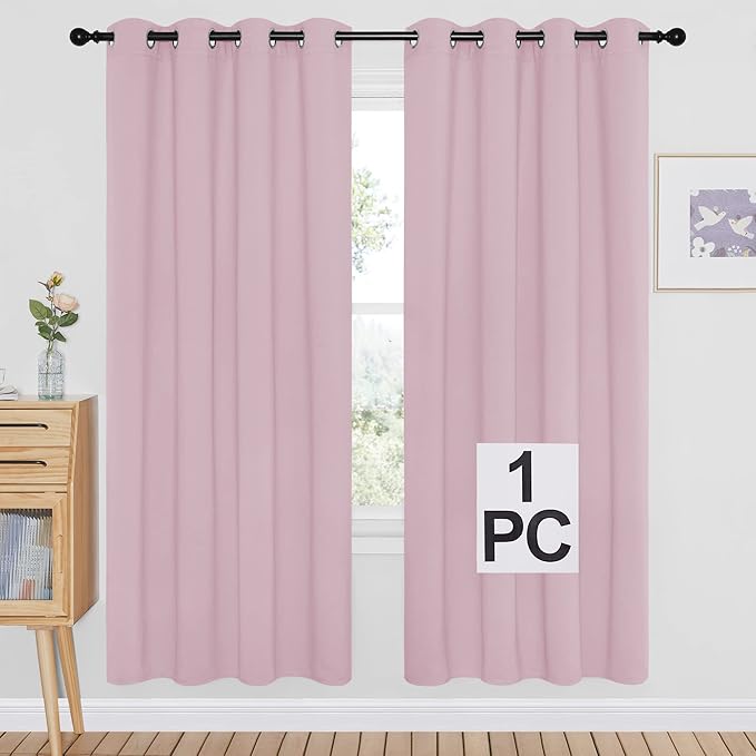 NICETOWN Bedroom Curtain Room Darkening Drapery - Home Fashion Microfiber Thermal Insulated Solid Grommet Room Darkening Curtain for Kitchen (Lavender Pink, 1 Panel, 52 inches Wide by 72 inches Long) by NICETOWN