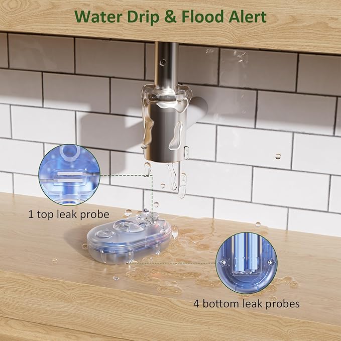 5 Pack WD61 Water Leak Detector for Home, 120dB Water Sensor Alarm for Basement, Leakage Detection Device for Under Sink/Pipe/Drain Drip, Floor Flood in Bathroom/Kitchen/Toilet/Laundry Room, Clear - Image 3