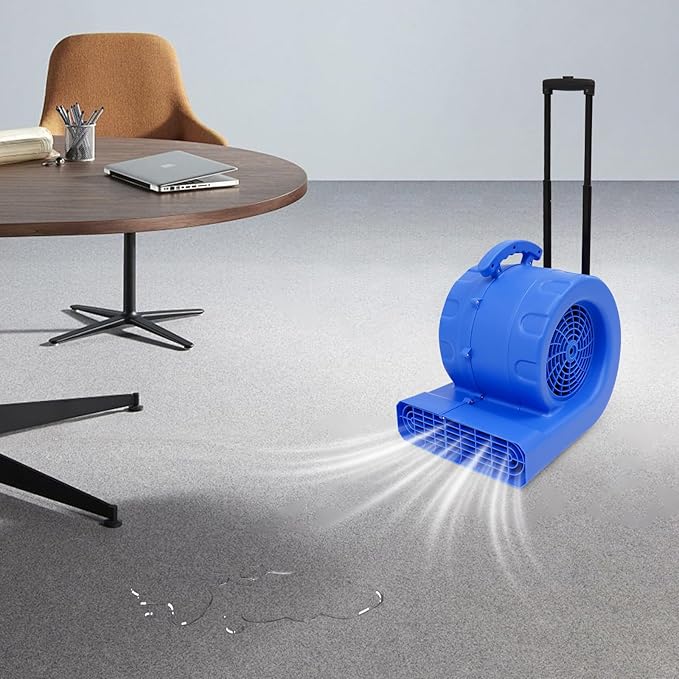 750W Commercial Floor Dryer, 750W Portable Air Mover & Commercial Floor Blower with 3 Speed Settings, 20-120 Min Timer & 3 Blowing Angles for Industrial/Commercial Use (Blue) - Image 9