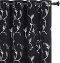 BUHUA Silver Shinny Vine Design Blackout Curtains Striped Window Curtains Thermal Insulated Curtains for Nursery 52W×72L Black 1 Pair by BUHUA