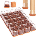 Square Chair Leg Floor Protectors Medium 24Pcs,Silicone Chair Leg Protectors for Hardwood Floors/Tiles,Clear 360°Wrapped Felt Bottom to Prevent Scratch and Reduce Noise by YTEACIUL