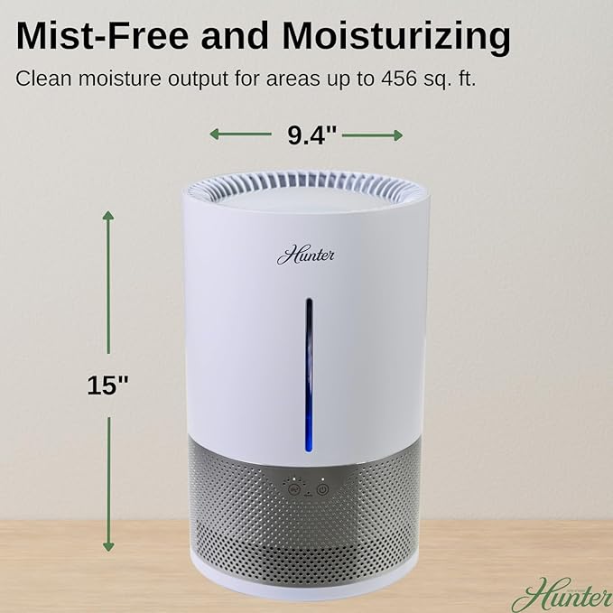 HHE150 Hunter Aspire 4.8L Evaporative Humidifier with PermaWick Filter (4.8L) - Remove Contaminants & White Dust for Clean Mist & Air – Medium Humidifier for Home, Bedroom, or Dorm - Graphite - Image 9