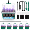 BlumWay Self-Watering Seed Starter Tray Kit with Grow Light and Humidity Dome,3 Color Growing Light,5-Pack 60-Cell Plant Seedling Tray,Reusable Plastic Germination Trays,Timed Light Plant Starter Set by BlumWay