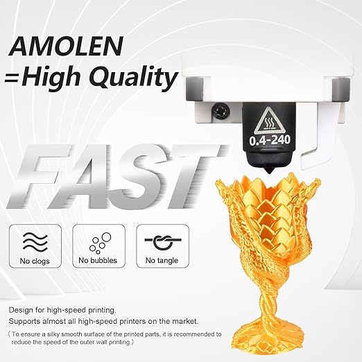 AMOLEN PLA 3D Printer Filament PLA Filament 1.75mm Silk Filament Bundle,Gold, Silver,Bronze, Red Copper,3D Printing Filament Bundle, 200gX 4 Spools - Image 4