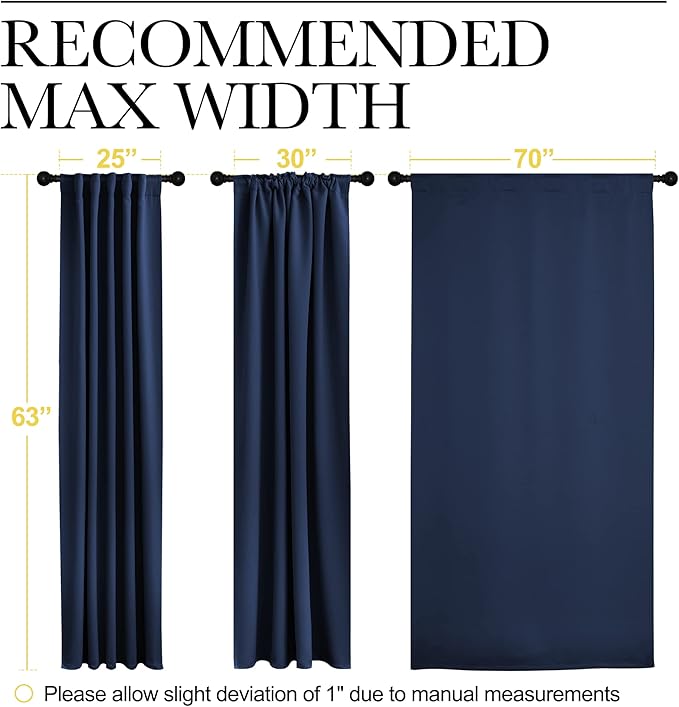 NICETOWN Vertical Blinds Window Curtain Panels - (Navy Blue Color) 70 by 63 inches, Set of 2 Panels, Energy Saving Blackout Curtains for Hall Room - Image 7