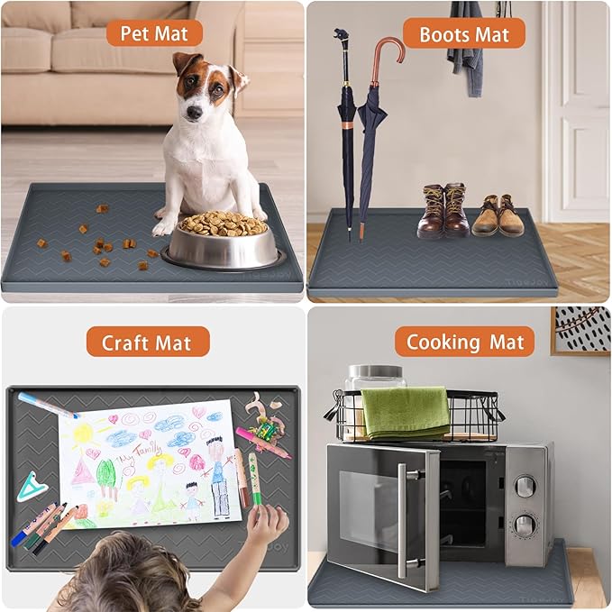 TigeJoy 28" x 22" Under Sink Mats for Kitchen Waterproof, Leak-Proof Silicone Mat Sink Protector and Cabinet Liner, Kitchen Essentials Organizer and Storage, Boot or Shoe Tray, Pet Feeding Mat - Image 7