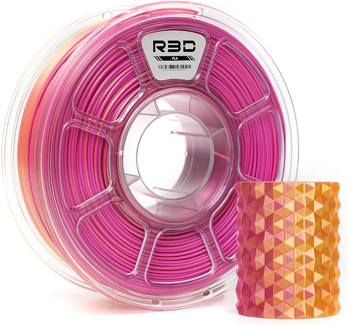 R3D Dual Color Silk PLA Filament, Co-Extrusion 3D Printer Filament 1.75mm, 30-370 mm/s High Speed PLA, Dimensional Accuracy +/- 0.02 mm, 1KG Plastic Spool (Silk Purple-Gold) by R3D