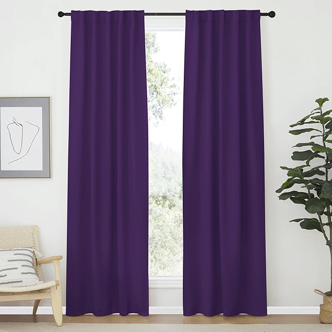 NICETOWN Blackout Curtain Panels Window Draperies - (Royal Purple Color) 42-Inch Wide x84-Inch Long, 2 Pieces, Home Decoration Light & Noise Reducing Window Covering Room Darkening Drapes for Bedroom by NICETOWN