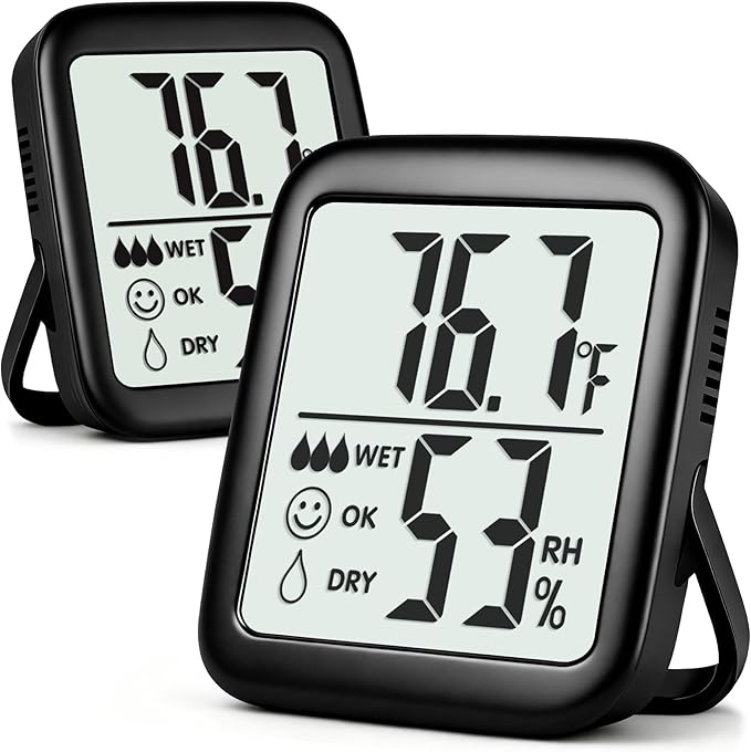 Antonki 2 Pack Room Thermometer for Home, Hygrometer Indoor Humidity Meter Gauge, Digital Temperature and Humidity Sensor Monitor for House, Terrarium, Incubator, Greenhouse - Battery Included by Antonki