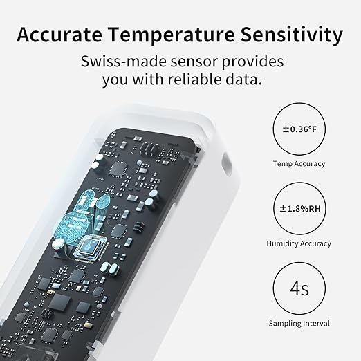 SwitchBot IP65 Indoor Outdoor Hygrometer Thermometer Wireless 3Packs, 394ft Bluetooth Range, Refrigerator Thermometer, Dewpoint/VPD/Absolute Humidity Sensor, 2-Year Battery Life, Free Data Storage - Image 3