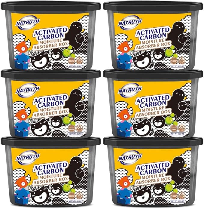 NATRUTH Moisture Absorbers 10.5OZ*6-Pack With Activated Charcoal,Portable Closet Dehumidifier, Odor Eliminator Absorber Bucket,Humidity Absorber,Cleaner Air Dehumidifier for Closet,Bathrooms, Boats by HOME