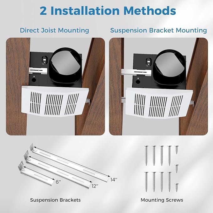 COSTWAY 200 CFM Bathroom Exhaust Fan, Ceiling Mount Exhaust Ventilation Fan for 200 Sq.Ft, Household Bath Vent Fan w/Metal Housing, 6 Inches Duct, 2 Sones Quiet Operation, White - Image 5