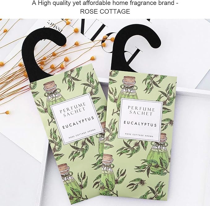 ROSE COTTAGE Large 12 Packs Eucalyptus Hanging Closet Deodorizer Air Freshener Long Lasting Scented Sachets Smell Goods for House - Image 8