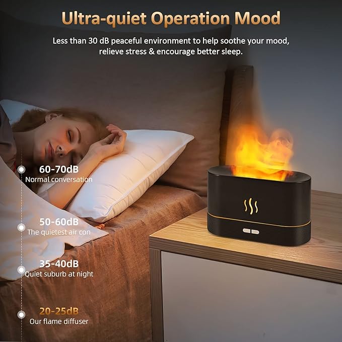 Flame Diffuser Humidifier-Auto Off 180ml Essential Oil Diffuser-2 Modes Brightness Aroma Humidifier with Fire Flame Effect for Home,Office,Spa,Gym(White)… - Image 3