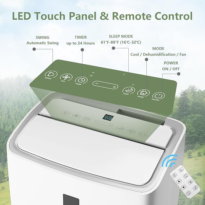 12,000 BTU Portable AC Units for Rooms, 3-In-1 Portable Air Conditioner Up to 550 Sq.Ft(Approx.) | Remote, LED Display, 24H Timer | Includes Window Kit & Extendable Hose, White-3033 - Image 3