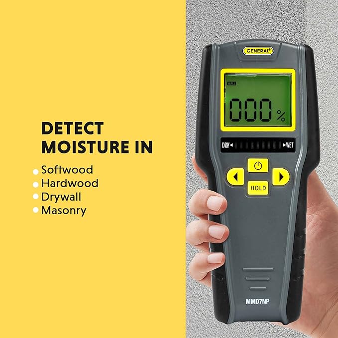 General Tools Digital Moisture Meter MMD7NP - Humidity Sensor- Pinless and Non-Invasive - Image 3