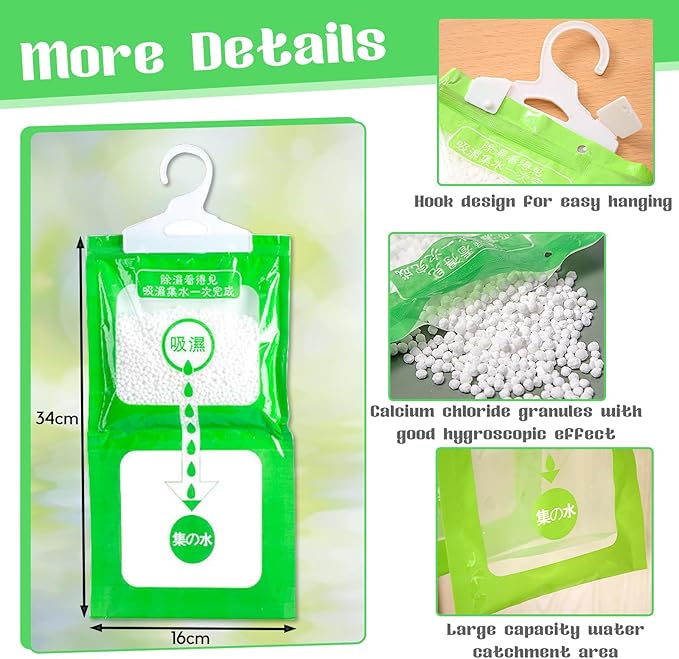 SPOKKI 10 Pack Dehumidifier Bags, Moisture Absorber Hanging Bags, Closet Moisture Absorbers, For Use In Kitchens, Bedrooms And Wardrobes - Image 2