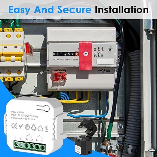 Smart Home Energy Monitor 2×80A, Dual-Channel Real-Time Electricity Usage Monitoring for Household Power, WiFi Energy Meter with App Control, Compatible with Tuya/Smart Life - Image 7