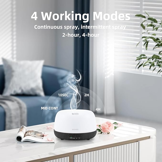 300ML Essential Oil Diffuser with Remote Control, Aromatherapy Diffuser with 7-Color Changing LED Light for Small Rooms, Bedroom, and Home - Image 5