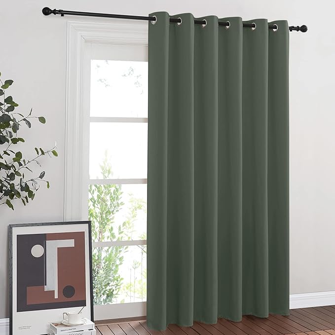NICETOWN Sliding Door Curtains 84 inches Long, Grommet Blackout Thermal Patio Door Curtain Panel Sliding Door Drapes/Draperies for Room Divider (1 Panel, Dark Mallard, W80 x L84) by NICETOWN