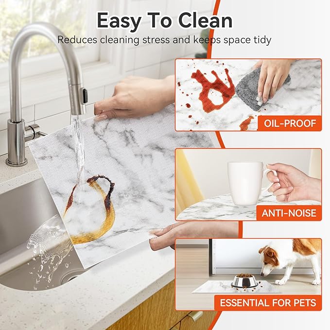 Viseeko Shelf and Drawer Liner for Kitchen Cabinet, Non-Adhesive Cabinet Liners for Shelves, Strong Grip Shelf Paper Non-Slip Waterproof Easy to Cut for Dresser Cupboard, Marble, 18 in x 20 ft - Image 3
