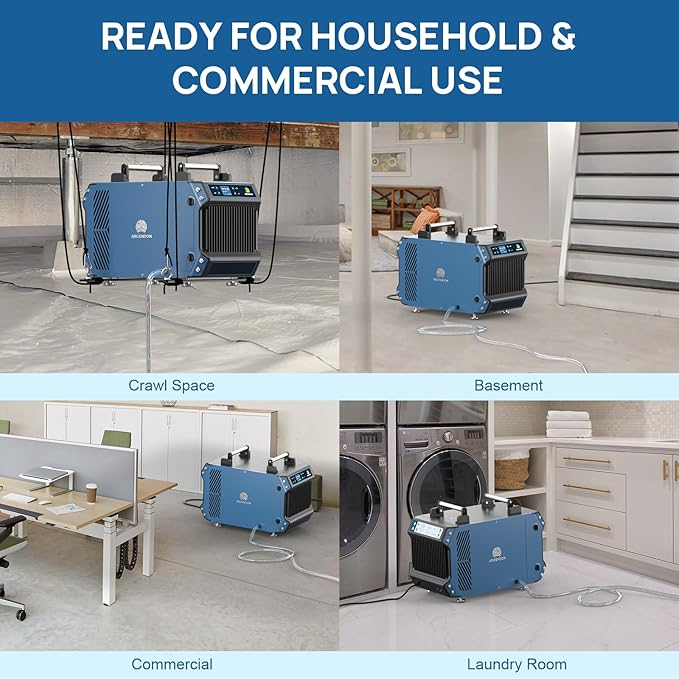 ARGENDON 145 Pint Crawl Spaces Dehumidifier with Pump, Energy Star Certified Commercial Dehumidifier with Drain Hose for Basement, Auto Defrost, Compact, Large Spaces up to 1800 Sq.Ft - Image 7