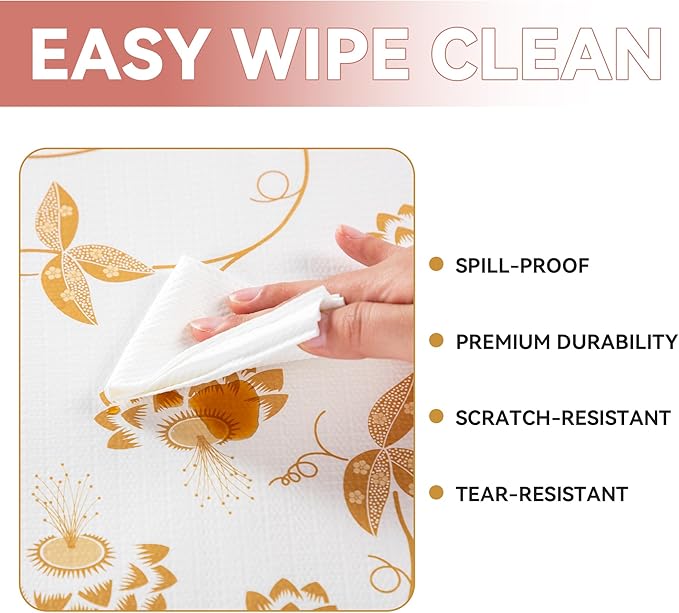 RAY STAR Shelf Liner, Non Adhesive Golden Leaves Floral Kitchen Cabinet Liner for Pantry Drawer Vanity, Strong Grip Non Slip, Shelf Liners for Kitchen Cabinets Cupboard 12 Inch x 10 FT (4 Rolls) - Image 5
