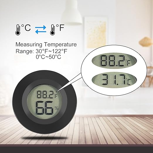 4pcs Mini Hygrometer Thermometer Digital LCD Monitor Indoor/Outdoor Humidity Meter Gauge Temperature for Humidifiers Dehumidifiers Greenhouse Reptile Plant Humidor Fahrenheit(℉) or Celsius(℃) (Black) - Image 3