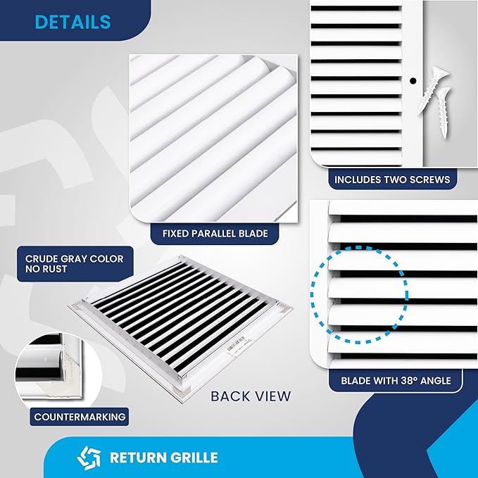 16x16 Inch (Duct Opening) Air Return Vent Cover Decorative – Premium Aluminum AC Vent Cover for Ceiling & Wall, Rustproof Grille, Ideal for Home HVAC Grille, Durable & Easy to Install by ACLAMINAIRE - Image 9