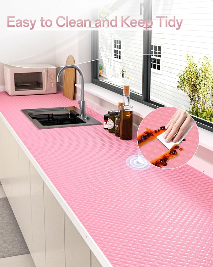 Shelf and Drawer Liner for Kitchen Cabinet, Non-Adhesive 24in x 240in Waterproof Contact Paper Refrigerator Liners Thickened Durable EVA Material Non Slip Mat for Dresser Cupboard Pantry Protector - Image 7