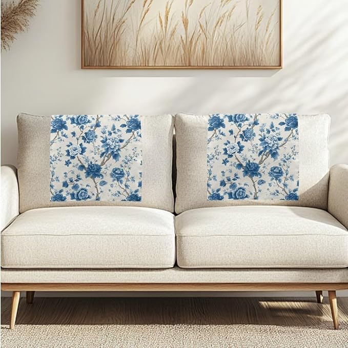 Blue Peony Fashion Headrest Cover for Small Recliner Non-Slip Head Rest Protector for Sofa Couch No-Fading Fabric Furniture Slipcover Home Decorations - Image 7