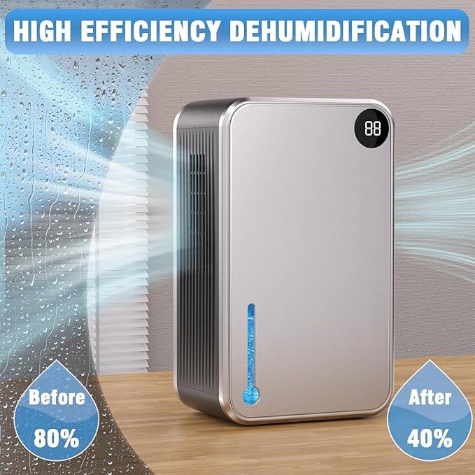 Dehumidifier,Scozza Small Dehumidifiers for Room for Home, Quiet with Auto Shut Off, Dehumidifiers for Bedroom (280 sq. ft), Bathroom, RV, Closet,Bedroom, Basement, 7-color LED light,Grey - Image 3