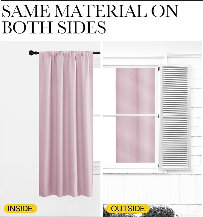 NICETOWN RV Blackout Curtains for Camper Windows, Baby Pink, 29" Wide by 50" Long, 2 PCs, Short Blackout Curtains & Drapes, Thermal Insulated Blackout Curtain Panels for Kids Room, Play Room - Image 5