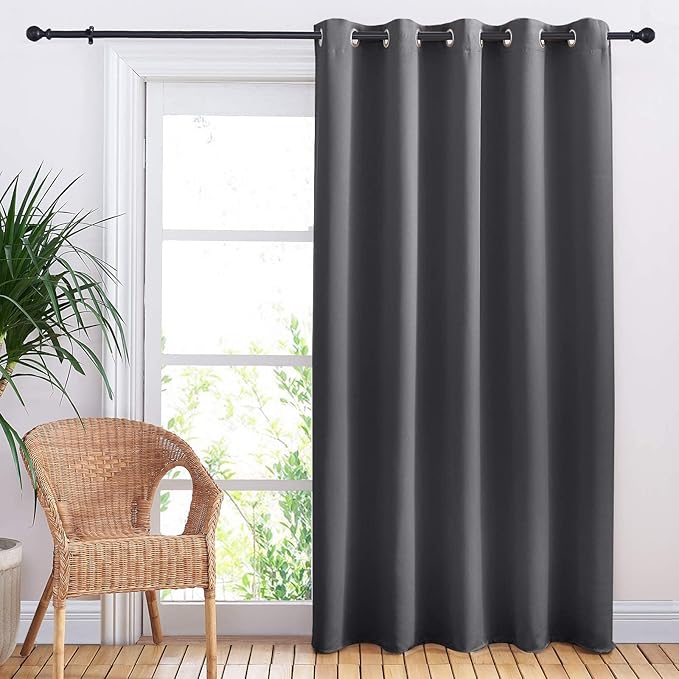 NICETOWN Sliding Door Curtains, Wide Thermal Blackout Patio Door Curtain Panel, Sliding Door Drapes/Draperies with Grommet Top (Gray, W70 x L84) by NICETOWN