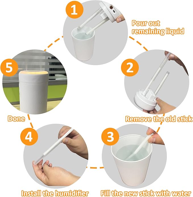 60PCS Humidifier Stick Filter Refill - Mini Air Diffuser Pure Wicks Refill Cotton Filter Sticks Replacement Wicks for Small Portable Humidifier Diffuser in Office Bedroom Home - Image 5