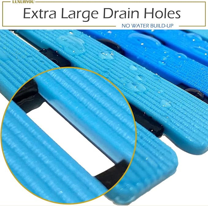 Non Slip Bathtub Mat | Double-Layered Shower Floor Mat with Suction Cups | EZ-Dry Construction | Non-Toxic, BPA, Latex, Phthalate, PVC Free (Wave) - Image 5