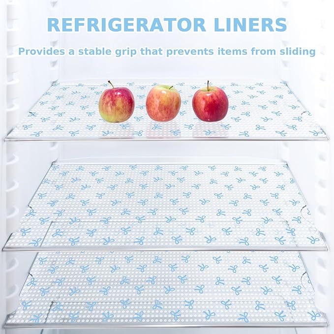 Blue Bow Refrigerator Liner Waterproof Fridge Shelf Mat Non-Adhesive Cabinet Drawer Liner for Home Kitchen Table Decoration, 11.8 x 118 Inch - Image 3