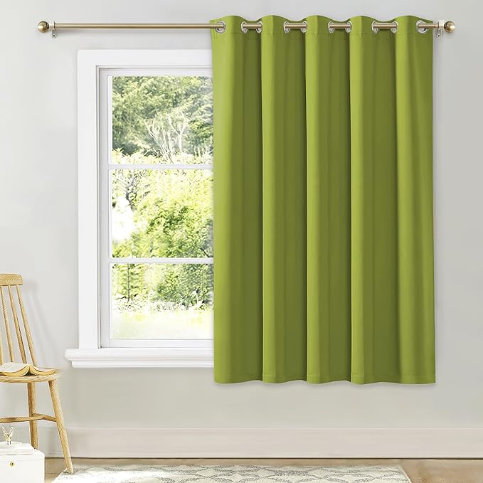 NICETOWN Bedroom Window Blackout Curtain Panel, Fresh Green, 1 Panel, 70 x 63 inch, Thermal Insulated Blackout Drape/Drapery for Loft, Guestroom by NICETOWN