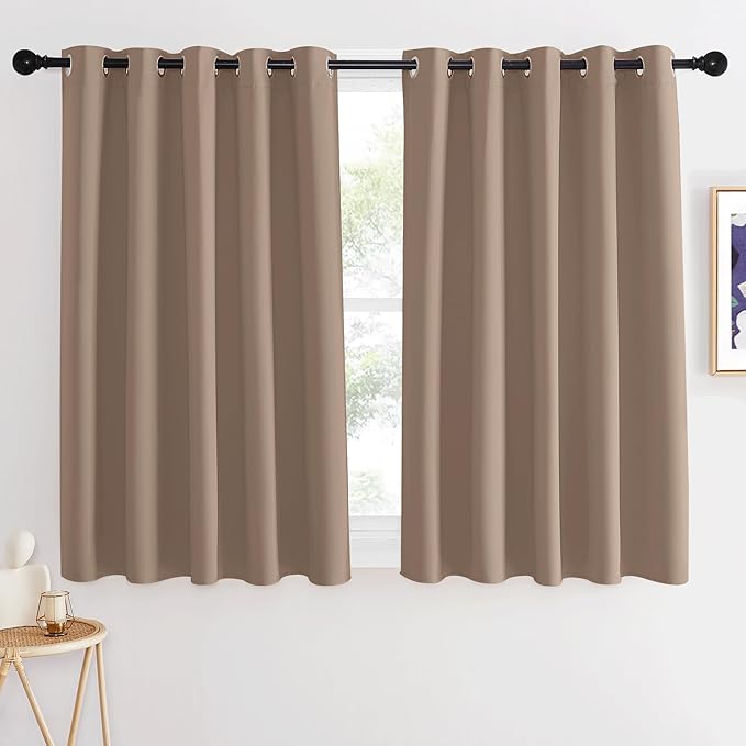 NICETOWN Thermal Blackout Curtain & Drape - Grommet Room Darkening Window Treatment Sound Reducing Light Blocking for Kitchen/Cafe (1 Panel, W66 x L54, Cappuccino) by NICETOWN