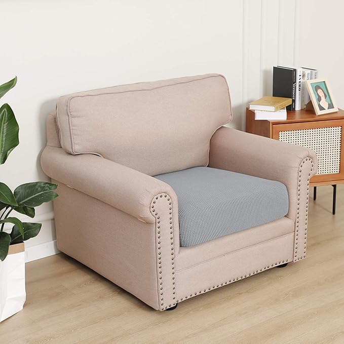Easy-Going Stretch Chair Cushion Cover Sofa Cushion Furniture Protector Sofa Seat Sofa Slipcover Sofa Cover Soft Flexibility with Elastic Bottom(Chair Cushion, Silver Gray) - Image 2