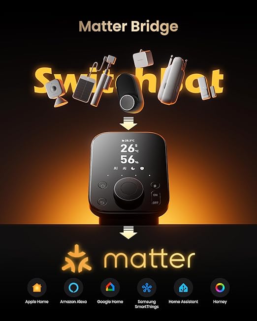 SwitchBot Hub 3 (3rd Gen) Smart Home Command Center: Screen + Physical Dial, IR Remote Hub for TVs/ACS, Temp/Humidity Sensor (±0.2°C), Matter Bridge, Bluetooth 200m, Works on 2.4GHz WiFi - Image 9