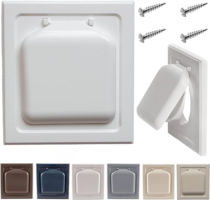 NO-PEST VENT, Exclusive Dual Door Dryer Vent Cover Outdoor 4 inch or Bathroom fan, Made in USA w Highest UV Resistant Plastic in any Outdoor Vent Cover (White, 4 inch W/O Duct Tube) by No-PestVent