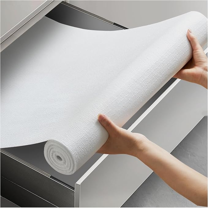 Viseeko Shelf and Drawer Liner for Kitchen Cabinet, Non-Adhesive Cabinet Liners for Shelves, Strong Grip Shelf Paper Non-Slip Waterproof Easy to Cut for Dresser Cupboard, White, 24 in x 20 ft by Viseeko