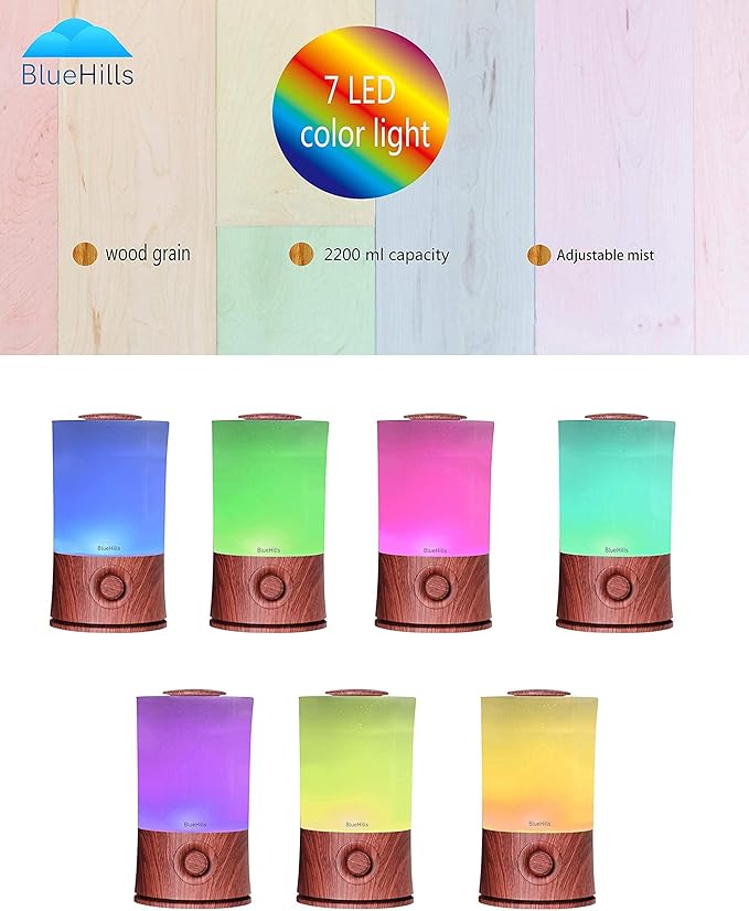 BlueHills Premium 2000 ML XL Essential Oil Diffuser Aromatherapy Humidifier for Large Room Home 40 Hour Run Huge Coverage Area 2 Liter Extra Large Capacity Diffuser High Mist Dark Wood Grain E003 - Image 7
