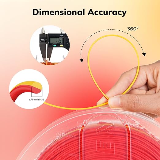 AMOLEN Matte PLA 3D Printer Filament - Dual Color Red Gold Filament, Smooth Finish Color Change 3D Printing Filament 1.75mm, 1KG/2.2lb - Image 3