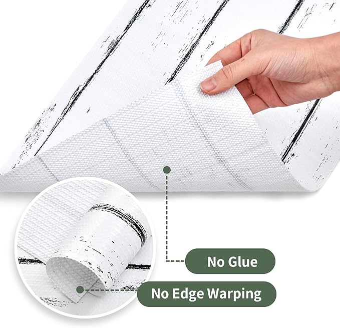 Shelf Liner for Kitchen Cabinets Non Adhesive Drawer Liner 17in x 20FT White Grain Non-Slip Thickened Shelf Liner Paper Strong Easy to Clean for Tool Box Refrigerator with Knife and Tape Measure - Image 9